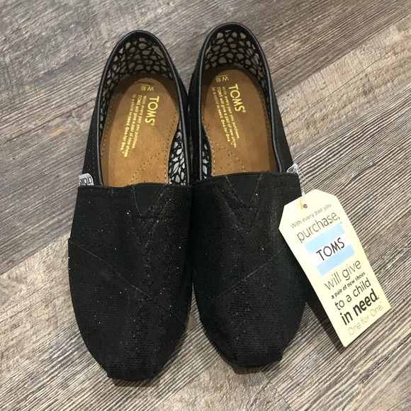 Black Sparkly Toms 8.5 - Picture 1 of 3